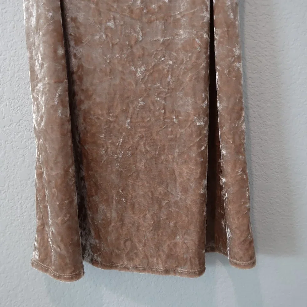 Love J Mini Dress Womens Crushed Velvet Champaign Sleeveless Spaghetti Straps L - Picture 5 of 15
